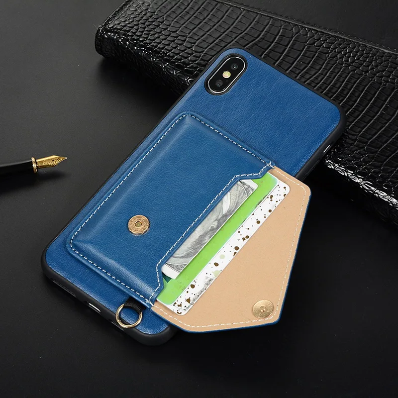 Для iPhone XR XS MAX X 8 7 6 6s плечевой ремень из кожи бумажник держатель для карт задняя чехол КРЫШКА ДЛЯ samsung S10 S9 плюс S10E Note 9