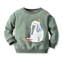 Autumn Clothing New Style Europe And America Boys' Clothes Elephant Pattern Long-sleeved T-shirt Looped Pile Base Shirt Multi-co