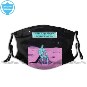 

Watchmen Mouth Face Mask Dr Manhattan I Am Tired Facial Mask Funny Kawai with 2 Filters for Adult