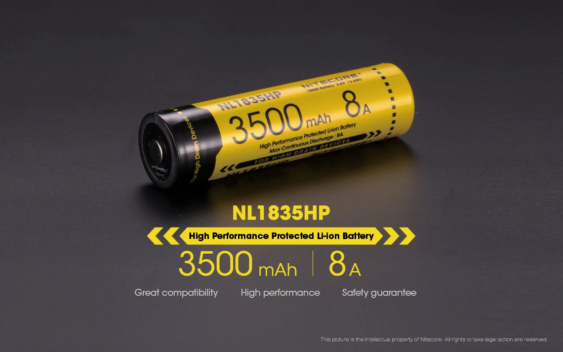 NITECORE качественный литий-ионный аккумулятор NL1835R/NL1835HP 3,6 V 18650 зарядный порт Micro-заряжаемый через интерфейс USB фонарь Аккумулятор для фонарика