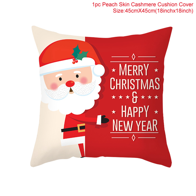 Cushion Cover Merry Christmas Decorations for Home 2021 Christmas Ornament Navidad Noel Xmas Gifts Happy New Year 2022