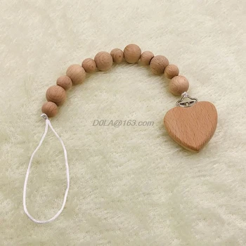 

Baby Wood Beaded Pacifier Clip Dummy Chain Nipple Holder Infant Soother Teether For Infant Feeding