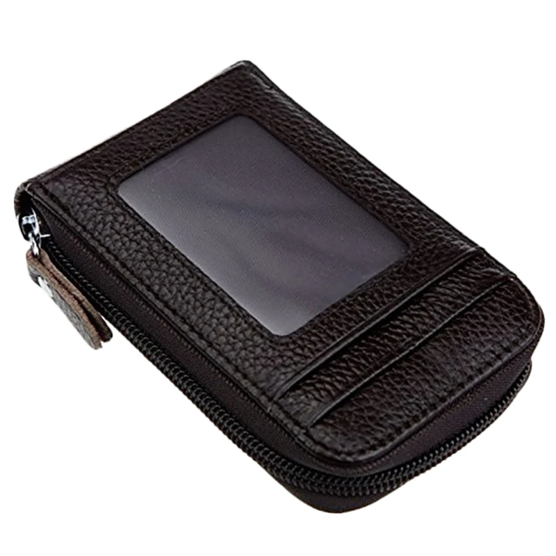 

Men's Leather Credit Card Wallet Holder RFID Blocking Zipper Thin Pocket