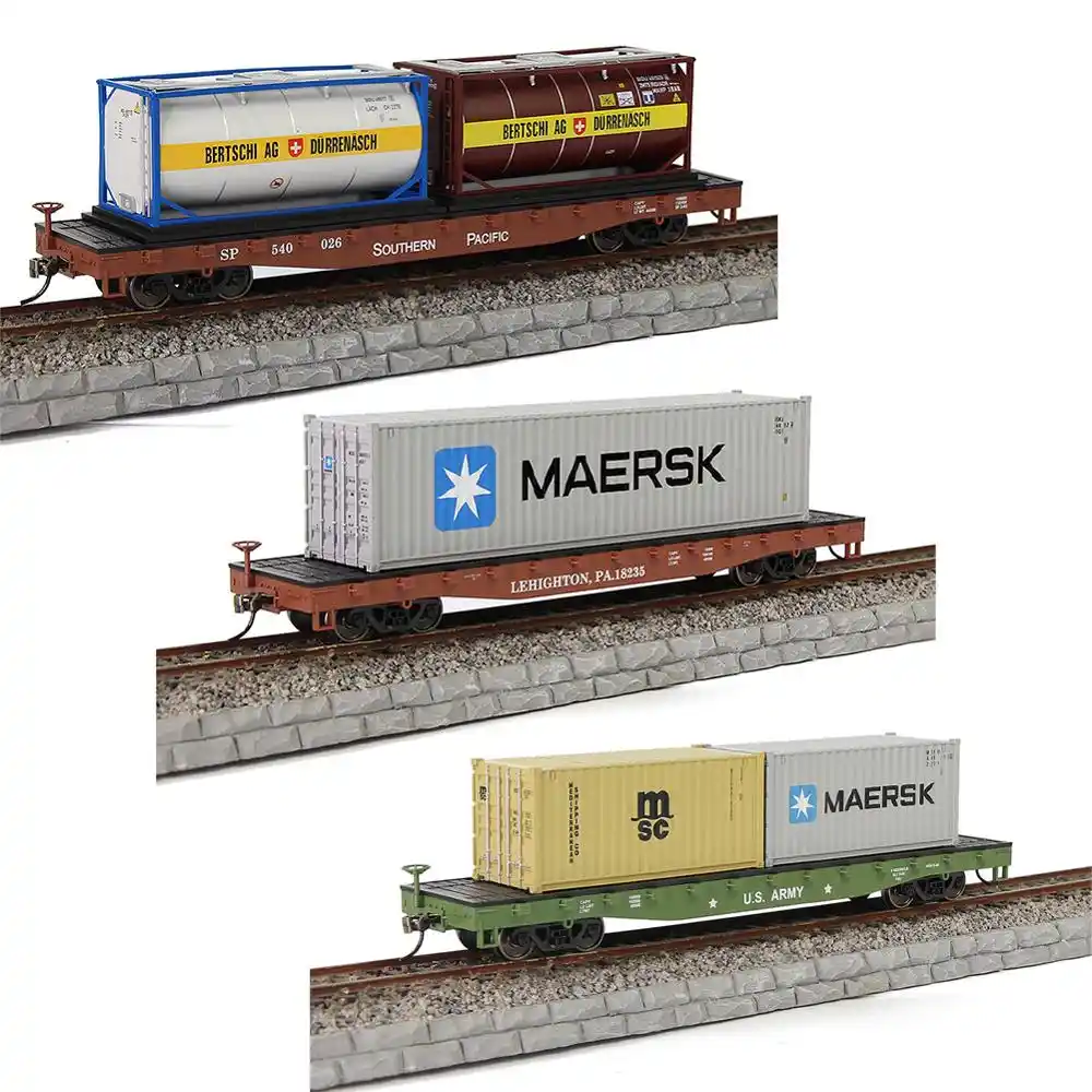 3pcs HO Scale 187 High side Gondola Car Blue Wagon Railway Transporter