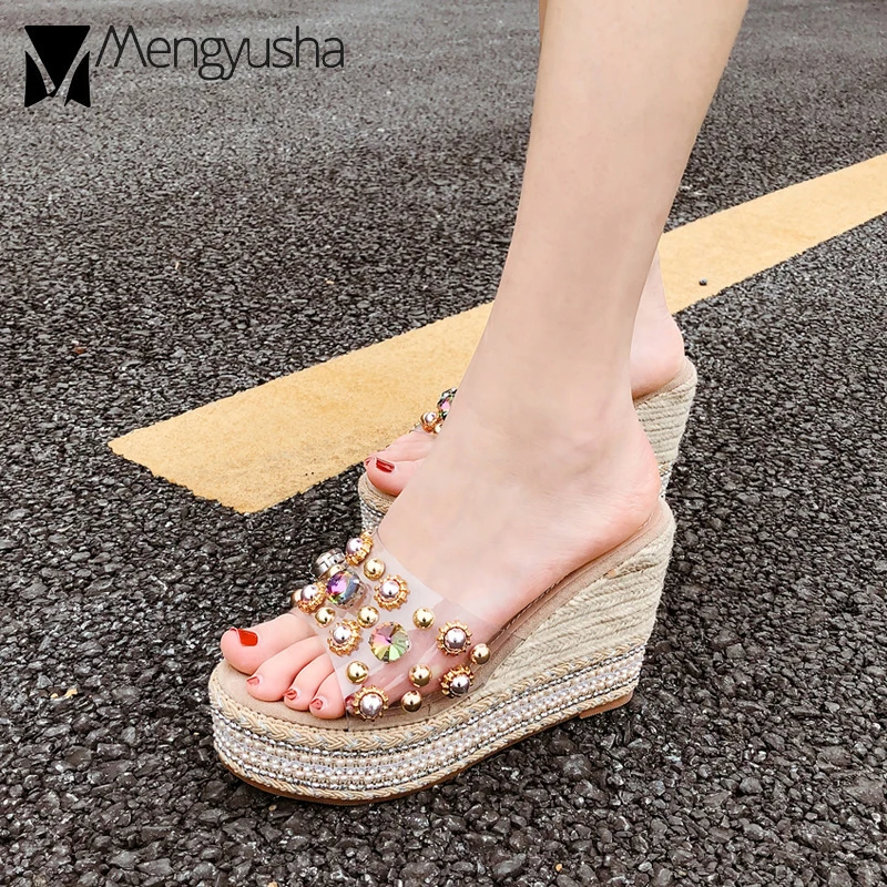 Сандалии женские на платформе мягкие босоножки танкетке с бантом и открытым