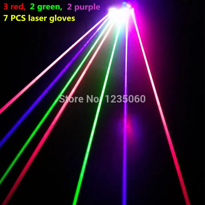 RGB светодиодный лазерный перчатки с 7 шт лазером 3 зеленый + 2 красный фиолетовые