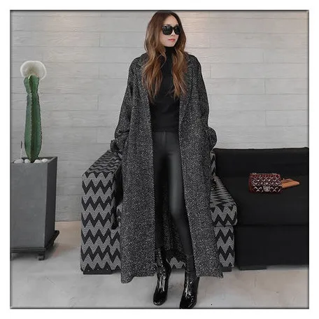 New Korean Style Autumn and Winter Women Woolen Coat Female Loose Ladies Woolen Coat Pluz Size Women Clothing F193