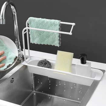 

Kitchen Sink Drain Case Kitchen Retractable Sink Drain Basket Plastic Dish Rack Sink Filter Water Basket Fruit Vegetable Basket