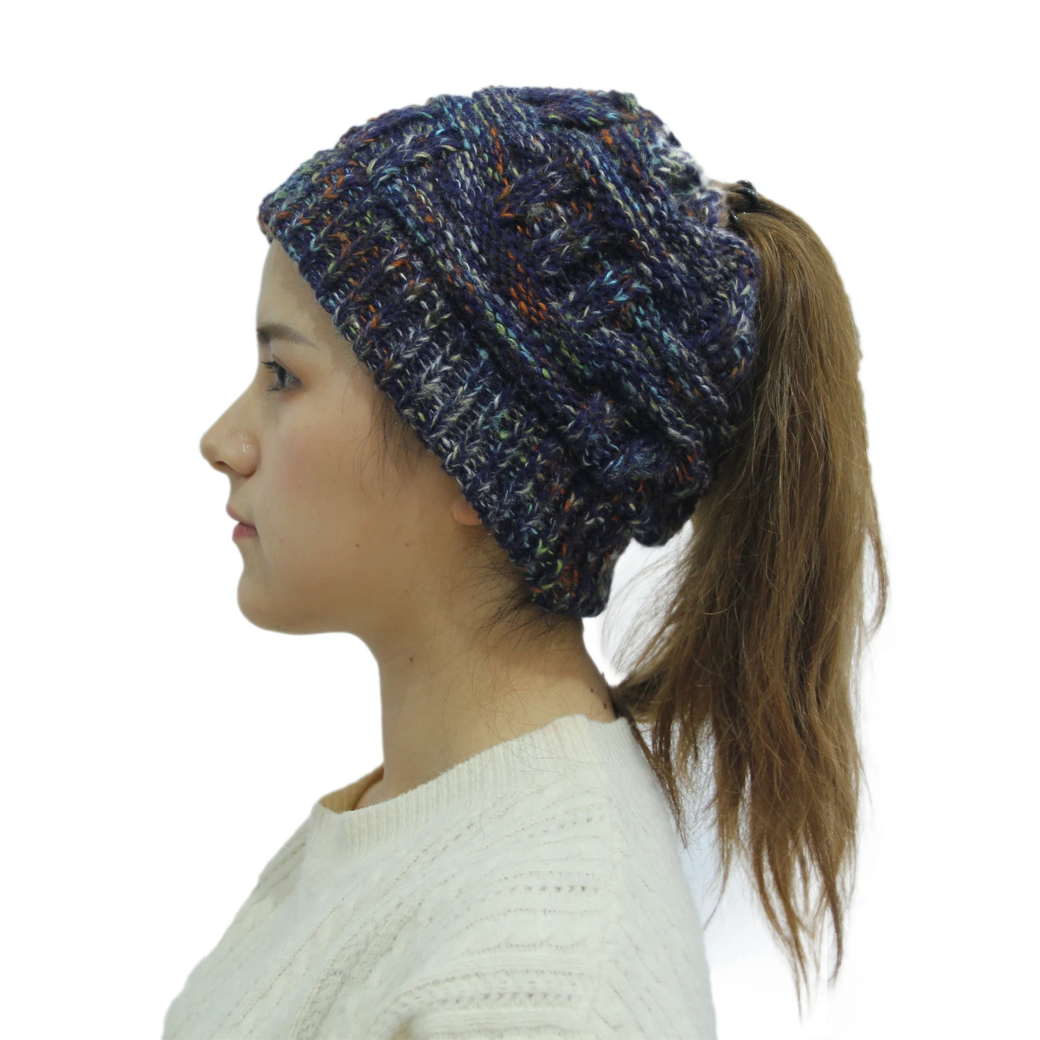 Зимняя Шапка Классическая плотная остроконечная вязаная женская шапка Модные Разноцветные шапочки-бини женские прекрасные шапки - Цвет: Color 2