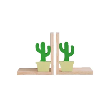 

2Pcs Wooden Bookends Support Stand Student Book Storage Shelf Home Decoration Green