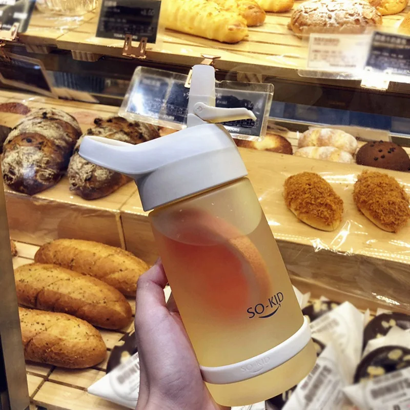 Water Bottle With Straw Eco-friendly Plastic Leak Proof Scrub Drinking Portable Drinkware Sports Kettle For Children Student - Цвет: Yellow