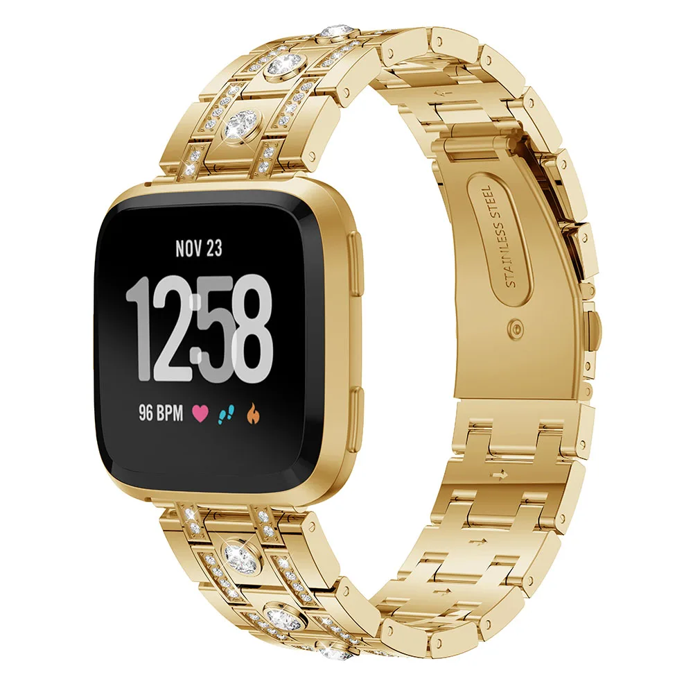 Алмазный обруч для Fitbit Versa/Versa 2/Versa lite ремешок сменный Браслет ремень из нержавеющей стали wachband Fitbit аксессуары
