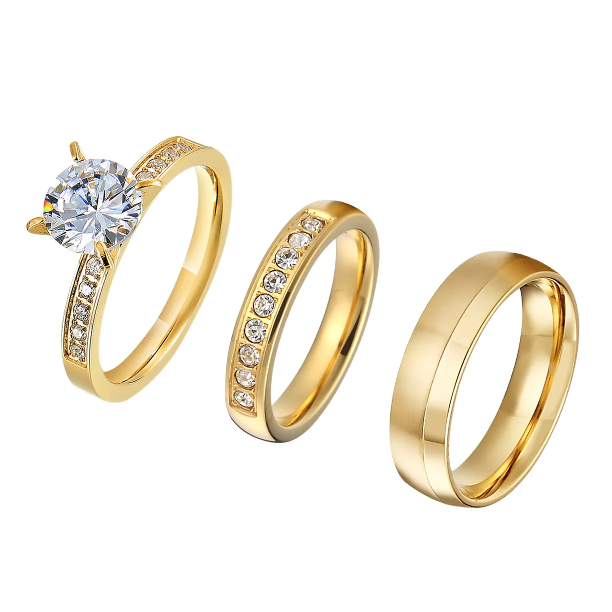 Juego De 3 Anillos De Pareja Para Hombres Y Mujeres, Juego De