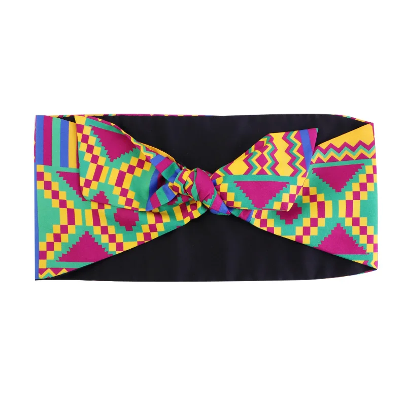 African Pattern Print Headband for Women Twist Style Headscarf Cross Turban Bandage Bandanas Bow HairBands Hair Accessories shein hair accessories