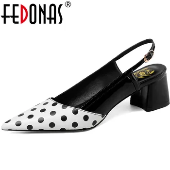 

FEDONAS Sweet Fashion Rhinestone Women Sandals Genuine Leather Pointed Toe High Heels Pumps Buckle Wedding Party Shoes Woman