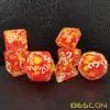 Bescon Firey Pearl Polyhedral Dice Set, Fire Pearl Poly RPG Dice set of 7 4