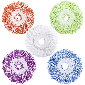 

Microfiber Cotton Spin Mop Heads Replacement - 5 Pack Refills Compatible 360 Spinning ic Mops - Round Shape Standard Size Mul