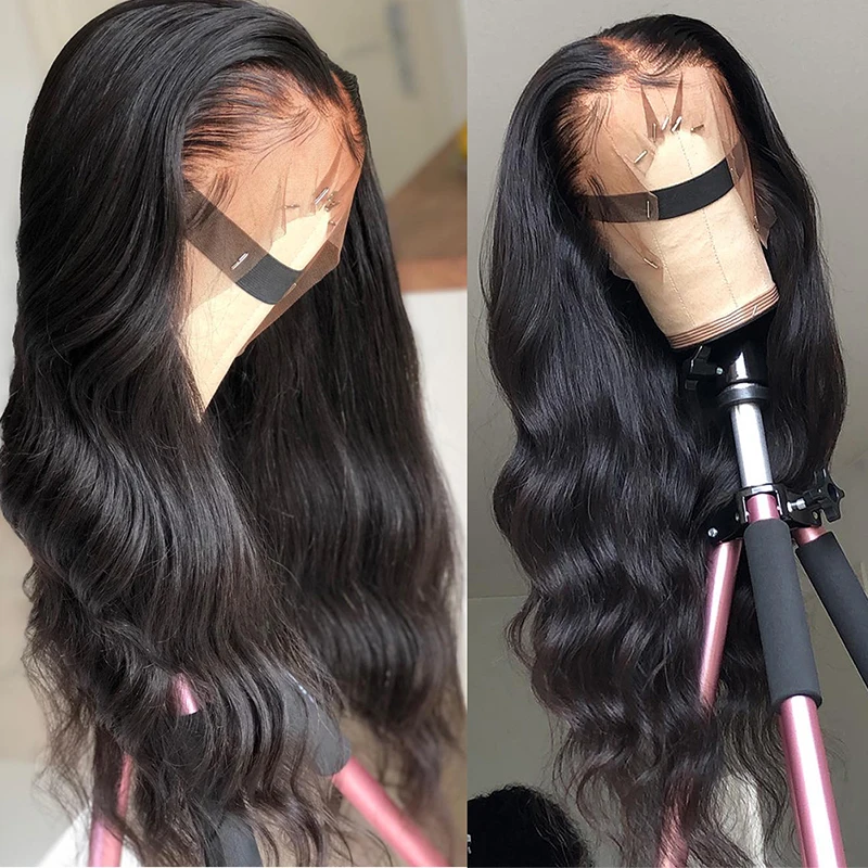 Baratos Onda del cuerpo 360 peluca Frontal de encaje 250 Desnity 13x6 pelucas de cabello humano brasileño Bob falso cuero cabelludo sin costuras completa Dolago peluca