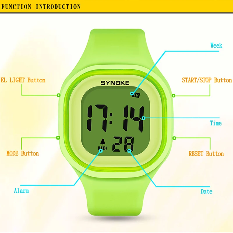 SYNOKE детские часы для мальчиков и девочек детские женские наручные часы Мужские часы силиконовый светодиодный светильник цифровые спортивные часы Erkek Saat наручные часы