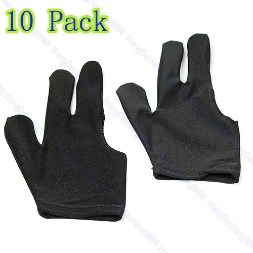 10pcs Black Cue Billiard Pool Shooters 3 Fingers Gloves summer gloves for men Gloves & Mittens
