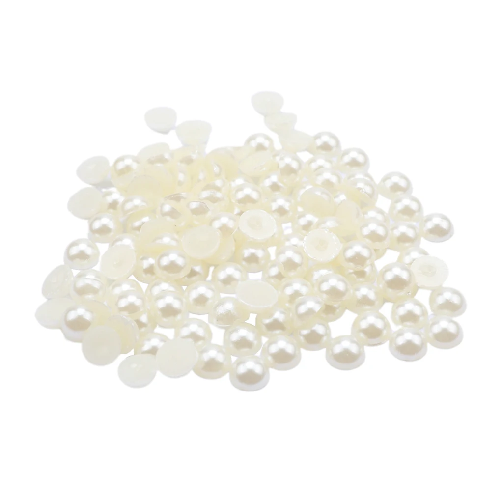 Pack of 100 Half-round Flatback Pearl for DIY Nail Art Phone Case Craft 8mm