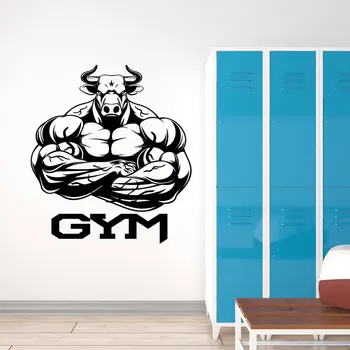 

Gym Logo Bull Muscles Bodybuilder Wall Stickers Vinyl Home Decoration GYM Club Fitness Decals Removable Self-adhesive Mural A489
