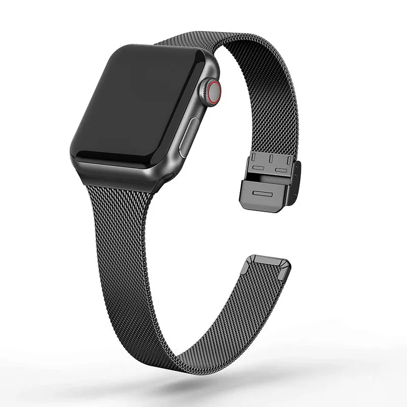 Watch-Band Slim-Strap 42mm-Series Stainless-Steel Metal 40mm 38mm 44mm for Apple 4-Se