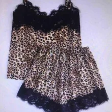 Сексуальные милые кружевные пижамы с леопардовым принтом для девушек, женское модное нижнее белье на бретельках, шорты, повседневные женские пижамные комплекты на бретельках, летние S-4X