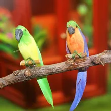 1:12 בית בובות סימולציה תוכי בעבודת יד חימר נוצת תוכי דשא צלמית קישוט מזויף בעלי החיים ציפור גן אבזר קישוט(China)