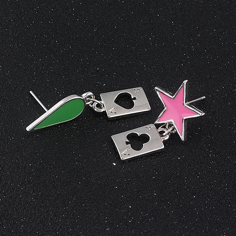 Brinco Anime hunter x hunter hisoka cosplay brincos estrelas l谩grima poker brinco parafuso prisioneiro para mulheres clipe de ouvido j贸ias acess贸rios 15 IMG_5466 鍓湰