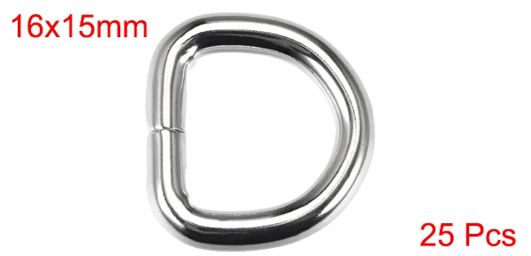 Silver 0.63inch-16mm Uxcell 25 шт. d-образное кольцо с пряжкой 0,63/0,8/1 дюймов металлическая полукруглая фурнитура для сумок ремни для рукоделия аксессуары - Цвет: Silver 0.63inch-16mm