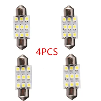

4pcs Super Bright DC 12V 1W 36mm 3528 9SMD White Interior Light / Number Plate Festoon LED Lamp Bulb Pure White