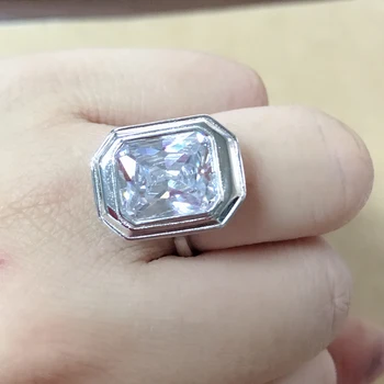 

TKJ JEWELRY 100% Real 925 Sterling Silver Bezel Setting Engagement Wedding Women Rings