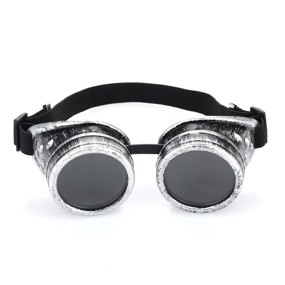 ancient silver Vehemo ABS для очков мотоцикл ретро очки дорога грязь ветрозащитный панк стиль Пылезащитный для мотокросса водонепроницаемый туман - Цвет: ancient silver