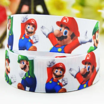 

22mm 25mm 38mm 75mm Ruban satin Super Mario Bros Character printed Grosgrain Ribbon party decoration X-02101 10 Yards