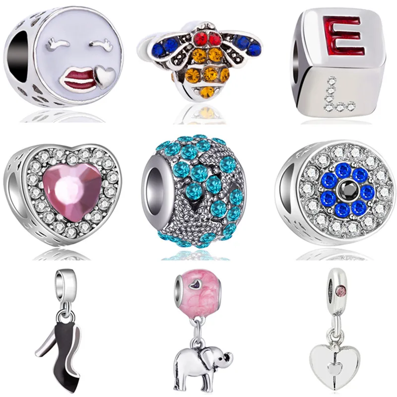 

Maxi Colorful DIY Dolphin Elephant Smile Wings Hearts Pendants Beads Fit Pandora Charms Bracelets for Women Party Jewelry Gifts