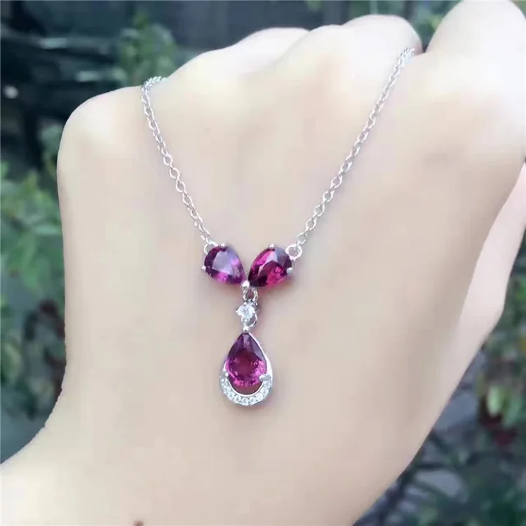 Wanglong 925 пробы серебро натуральный драгоценный камень Магний алюминий гранат кулон для женщин ювелирные изделия