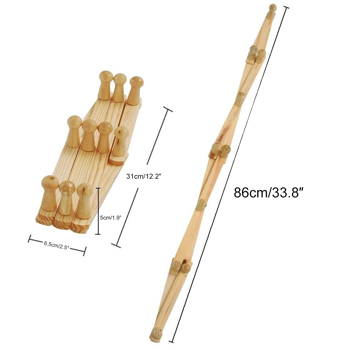 10 Hook Wood Expandable Rack Coat Hanger Wall Mounted Accordion