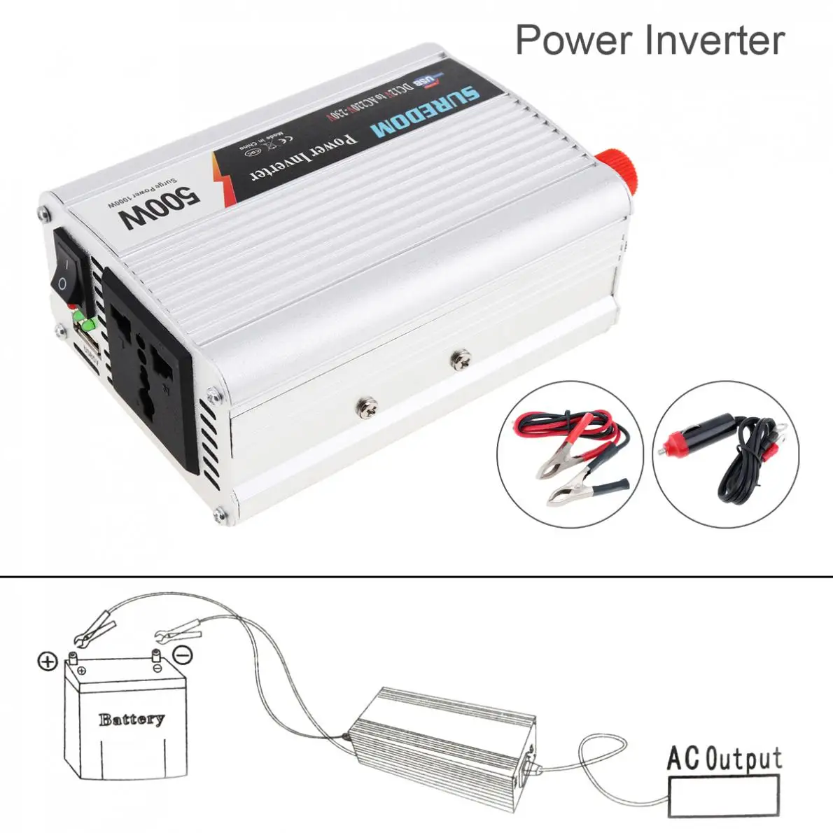 500W DC 12V 24V к AC 220V 110V автомобильный инвертор питания USB адаптер портативное