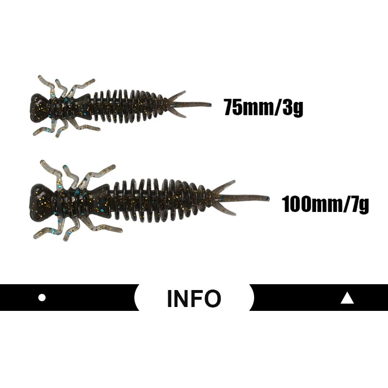 10 шт./8 шт. новая Мягкая приманка для личинки 7,5 см/10 см форель окунь Рыбная ловля насекомых имитация приманки Стрекоза Нимфа рыболовные приманки