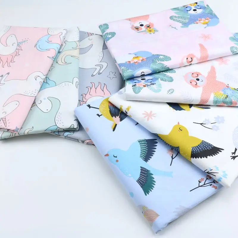 Bird sloth unicorn DIY Sewing Craft Quilting Fat Quarters Cotton Fabric for baby home textile tilda patchwork tissus tecidos