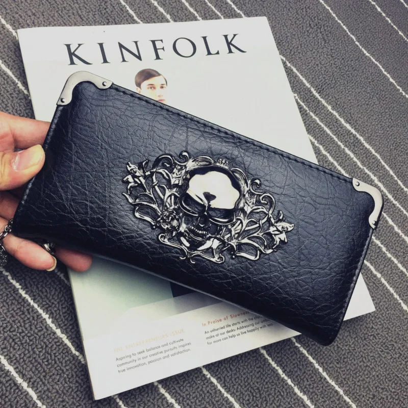 

Women's Wallet skull wallet Ladies Long PU Leather Handbag Zipper Wallet skeleton wallet Clutch Card Holder carteira feminina