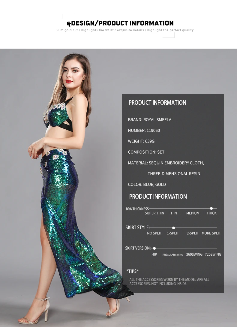 Супер пикантные живота Танцы костюм профессиональный Bellydance платье одежда средней длины и разрезной юбкой Костюмы для сцены: бюстгальтер и юбка руки 119060