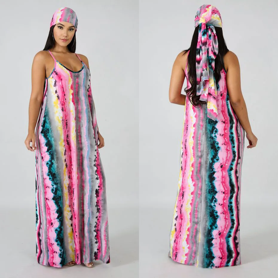 HAOYUAN размера плюс длинное платье женское в полоску Boho богемное пляжное Бандажное