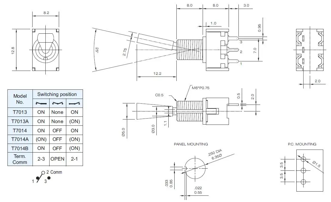 5 шт. SH T70-T серии Плоский рычаг 3Pin SPDT прямой PCB крепление мини тумблер для моделей RC