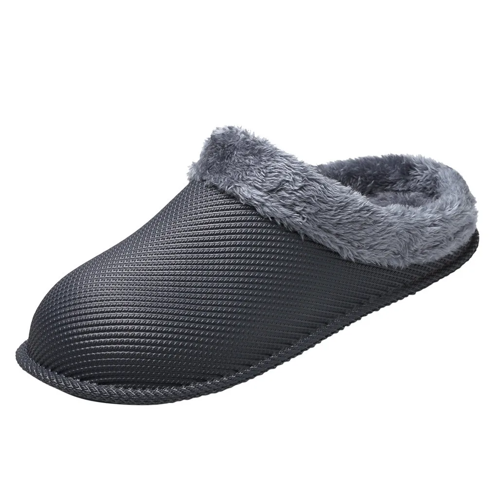 Men's Large Size Casual Home Slippers Plus Velvet Warm Shoes Comfortable Cotton Home Slippers Men Indoor Pantoufle Femme