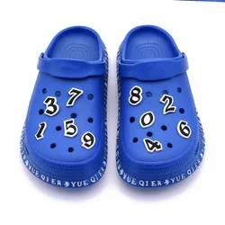 1PCS Hot Selling Black White Number Shoes Charms Silicone Decoration For Croc Buckle Alphabet Accessories Kids Gifts