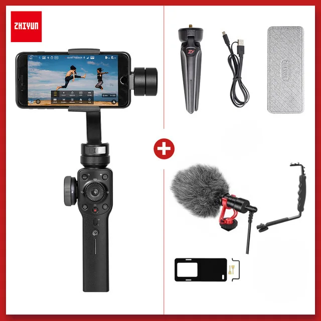 Zhiyun Smooth 4 Q2 3-осевой ручной подвес для iphone 6 7 X samsung смартфон стабилизатор Steadicam PK dji osmo карманный мобильный 3 2 - Цвет: add L  Mic clamp