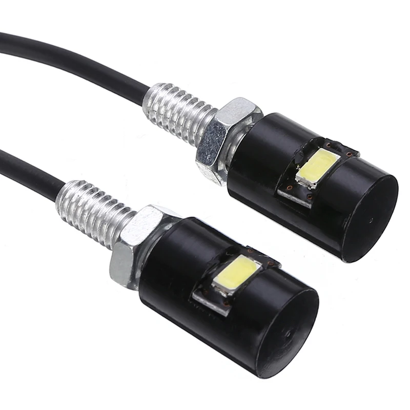 2PCS Motorcycle Number License Plate Lights 12V LED Auto Tail Front Screw Bolt Number Lamp Bulbs White Universal for Motorbike