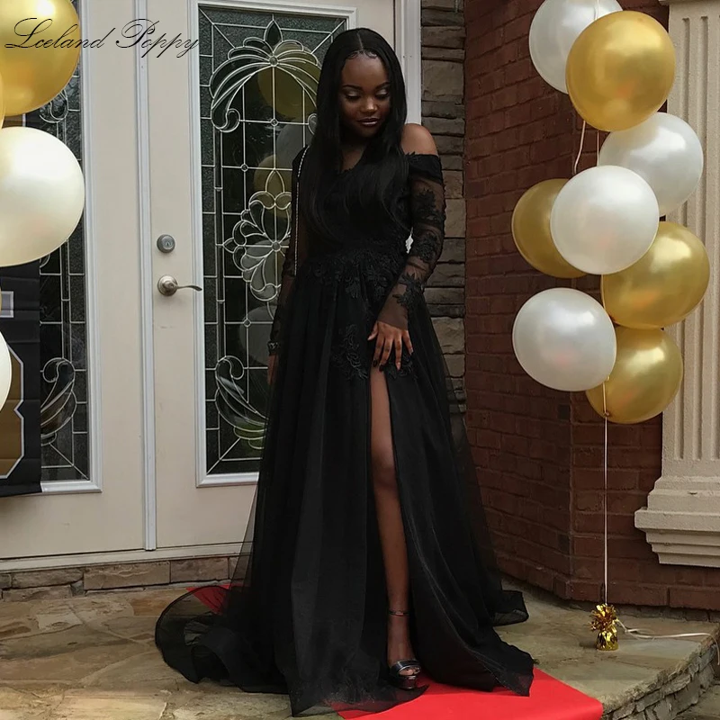Robe de soiree женское ТРАПЕЦИЕВИДНОЕ вечернее платье с кружевной аппликацией платья с v-образным вырезом с длинным рукавом длина до пола Формальные Вечерние платья с разрезом